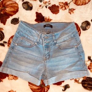 Light washed jean shorts
